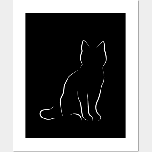 Minimalist Cat Line Art Drawing Posters and Art